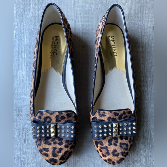 Michael Michael Kors Devin Cheetah Brown Haircalf Ballet Flat Size 8.5 - Picture 4 of 5